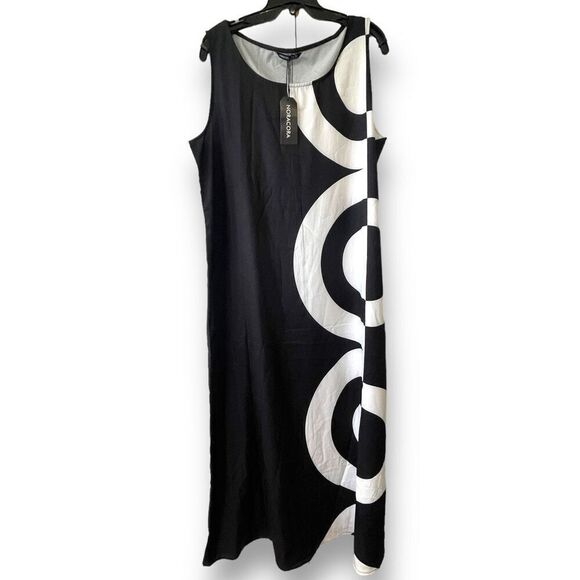 Noracora Women's Retro Circles Sleeveless Polyester Fibre Dress Black & White XL - Picture 1 of 5